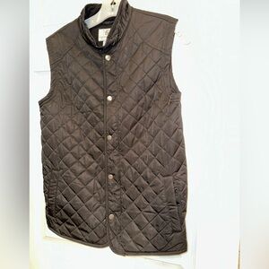 NNT Class Club Sz 14/16 Black Quilted Vest Sleeveless Zip & Snap Waist Snaps